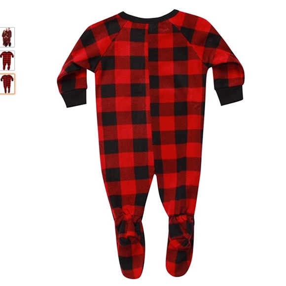 HP🌸 Follow Me Onsie Pajamas black red buffalo plaid NEW - Picture 2 of 2